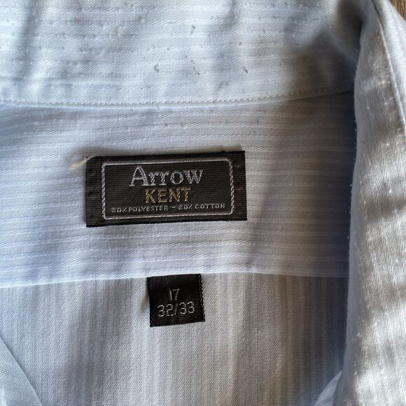 Vintage Arrow Kent Light Blue Button Down Shirt Men's Size 17 32/33 - Picture 3 of 8